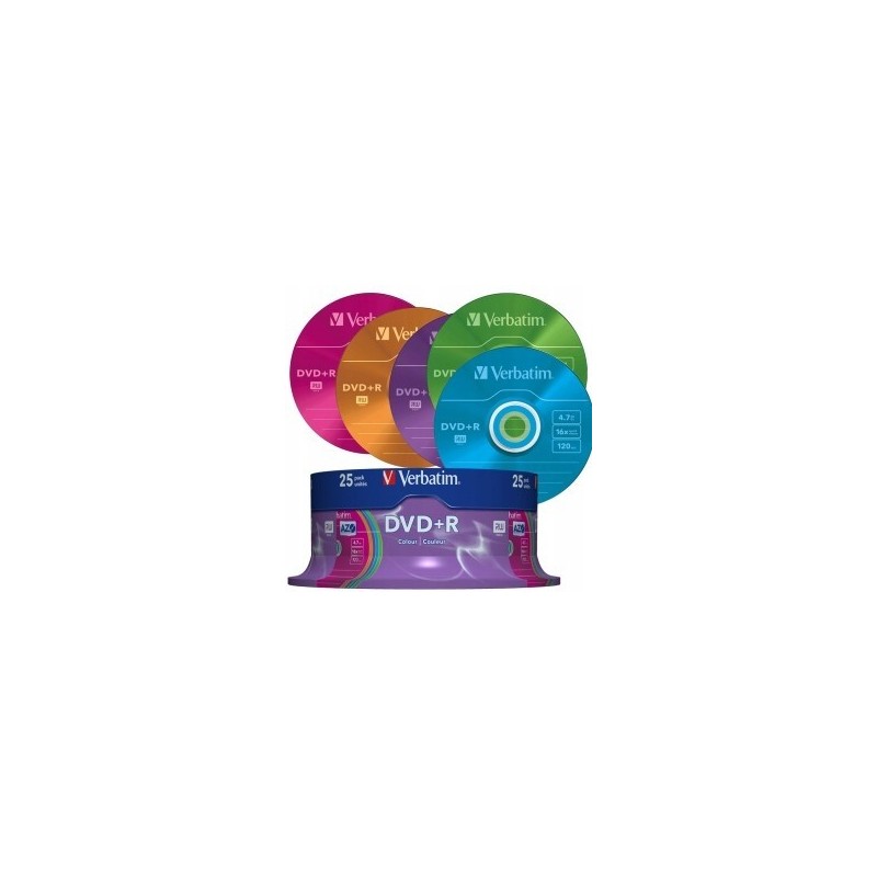 VERBATIM DVD+R 4,7GB 16x cake 25 sztuk Kolorowe!!!