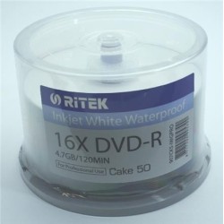 RITEK DVD-R PRINTABLE GLOSSY WATERPROOF cake 50szt