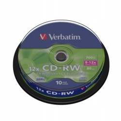 VERBATIM PŁYTY CD-RW 700MB 12x cake 10 sztuk 43480