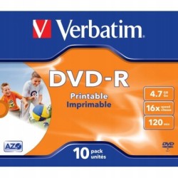 VERBATIM DVD-R 4,7GB PRINTABLE W PUDEŁKACH 43521