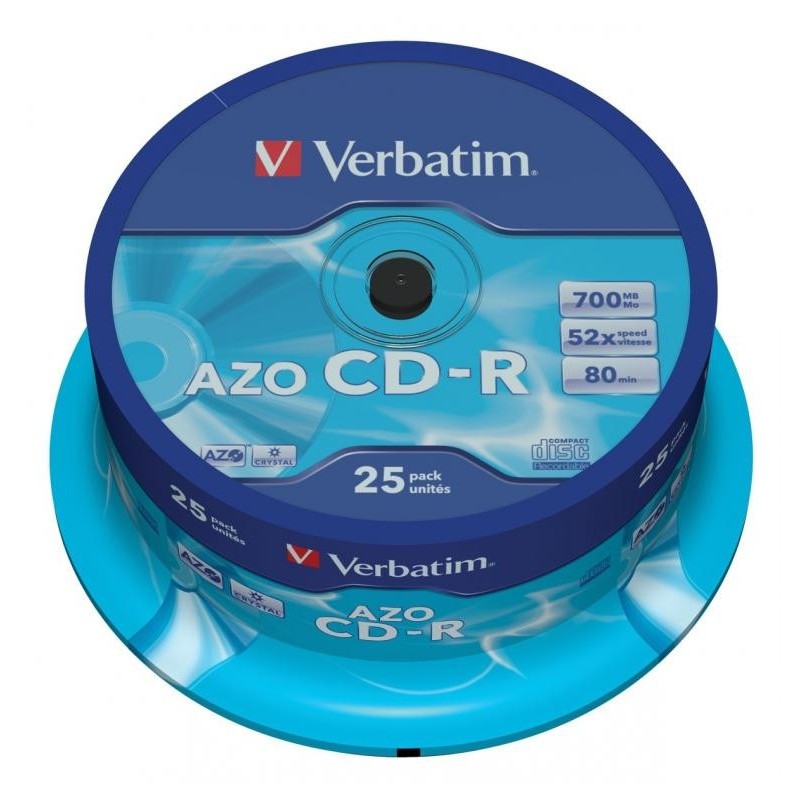 VERBATIM CD-R 700MB 80min cake 25szt AZO Crystal!!