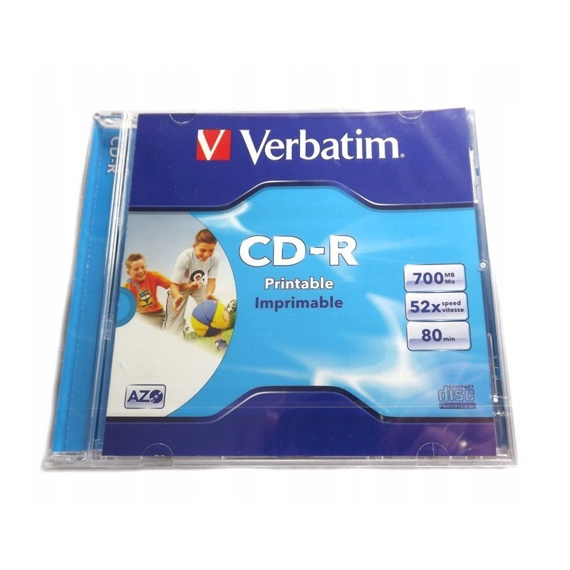 VERBATIM CD-R PRINTABLE jewel case 1szt w pudełku!