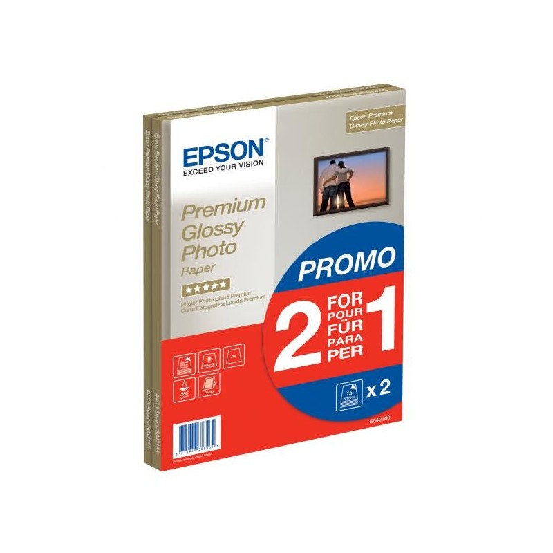 Papier Epson Premium Glossy 255g A4 30 ark 5* 2w1!